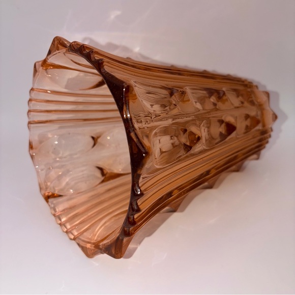 Artdeco Stolze vase pink peach pressed glass 1930's | Art Deco Style | 8” Tall - Picture 7 of 11